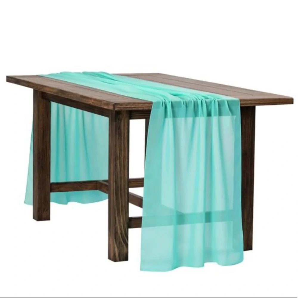 Set of Four Turquoise Chiffon Table Runners